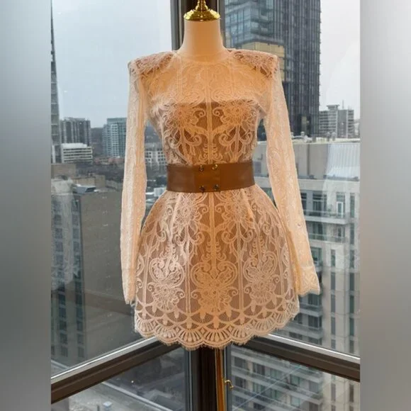 🆕 BRONX & BANCO 🧿 NWOT Casey White Lace Long Sleeve Mini Dress, Sz XS / US 2 - Picture 8 of 16